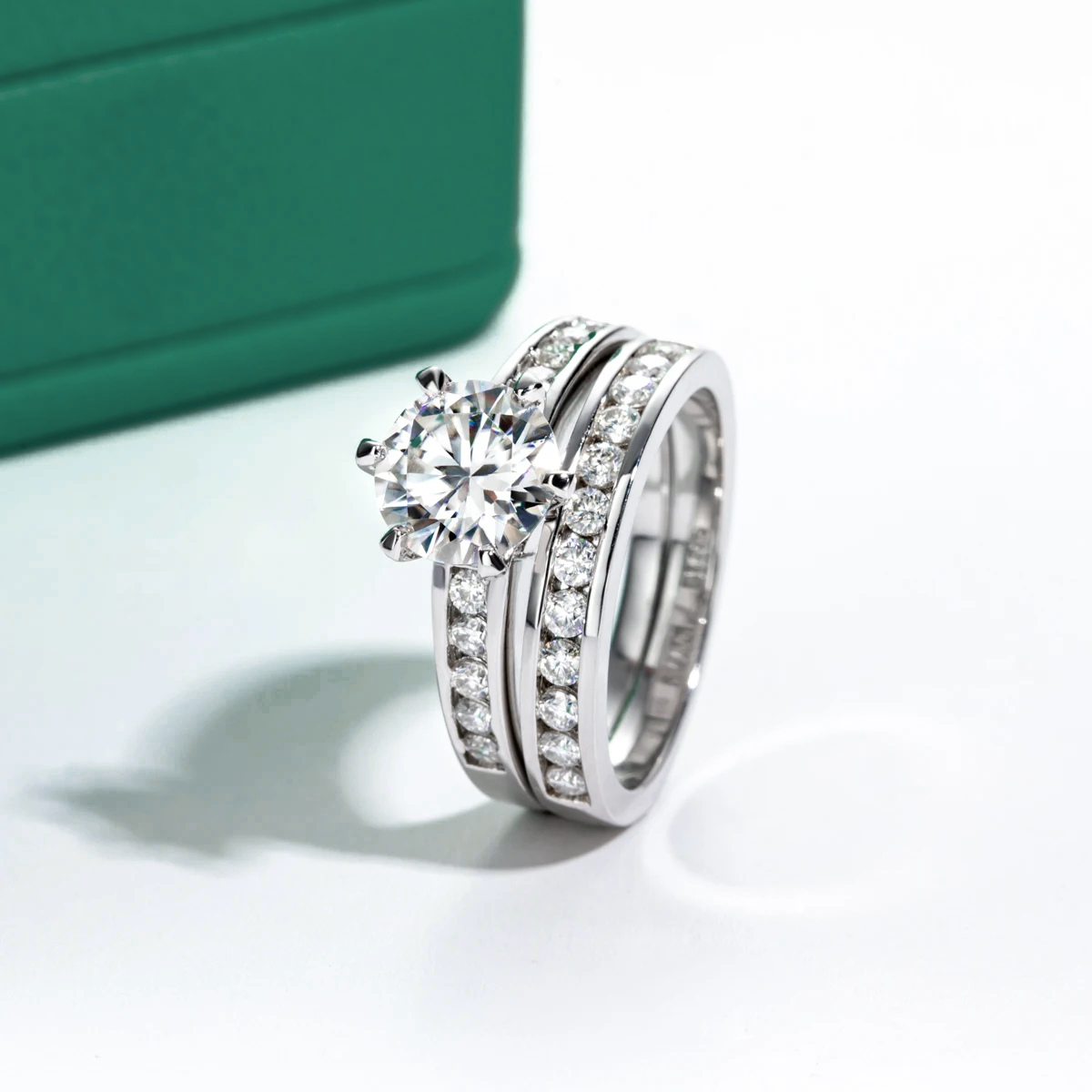 Anel Promise Moissanite 11 / 1ct + Meia Aliança Anel Solitário