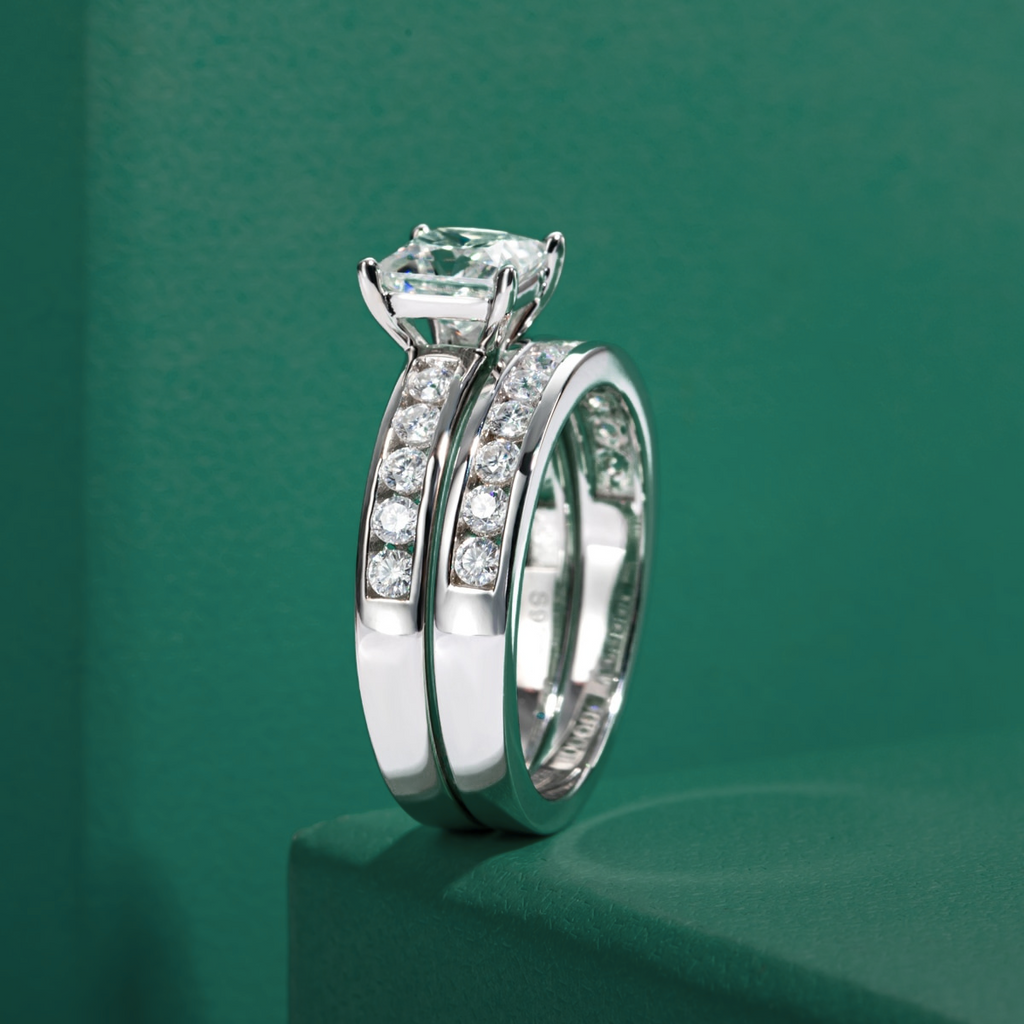 Anel Promise Princess Moissanite Anel Solitário