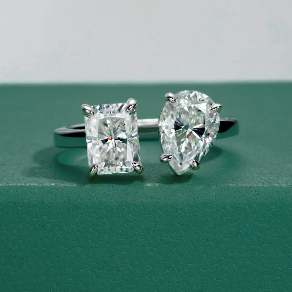 Anel Radiant Pear Moissanite 11 a 13 Anel Solitário