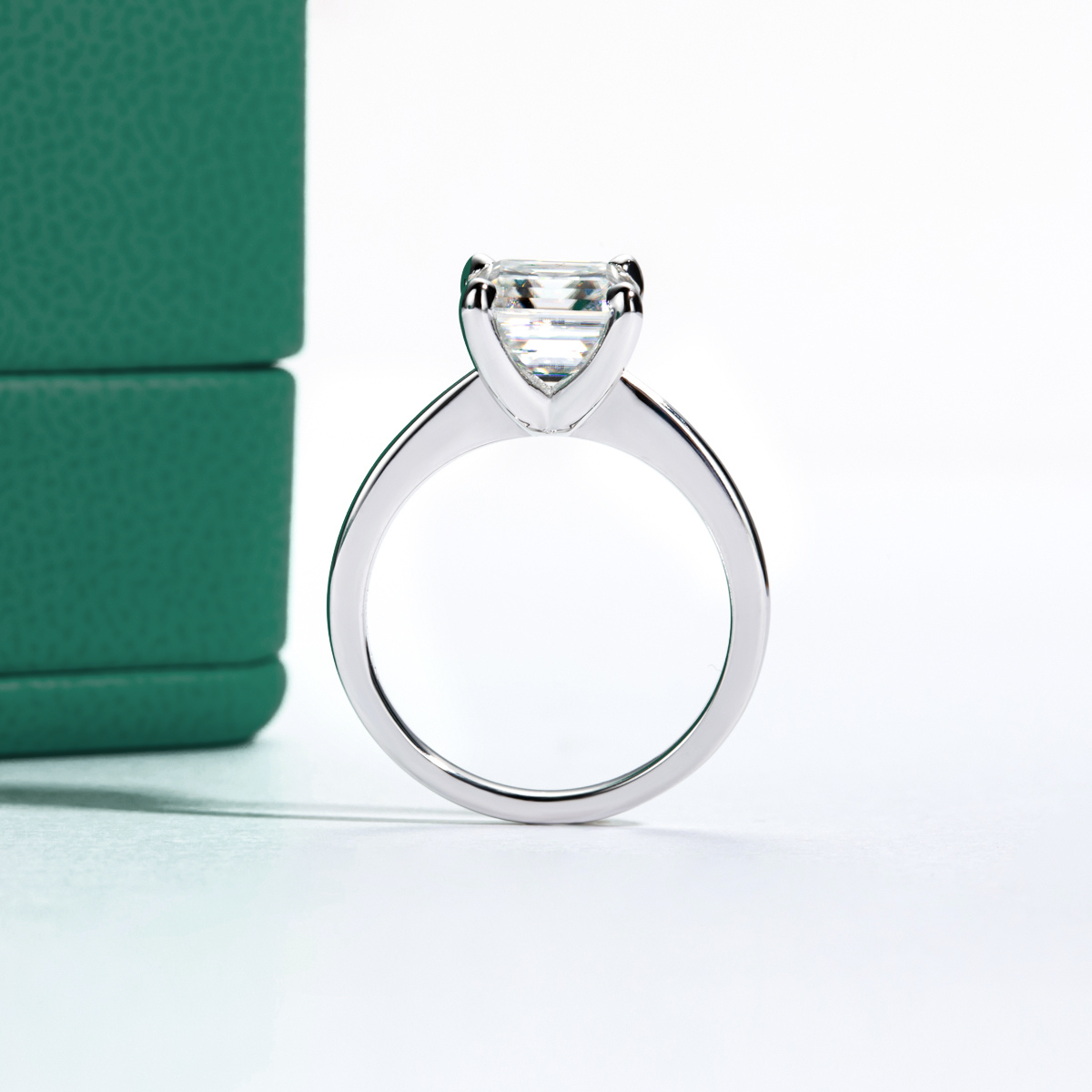 Anel Solitário Asscher Moissanite Anel Solitário
