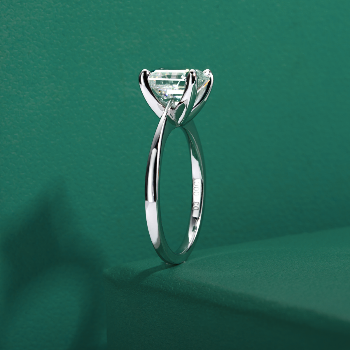 Anel Solitário Asscher Moissanite Anel Solitário