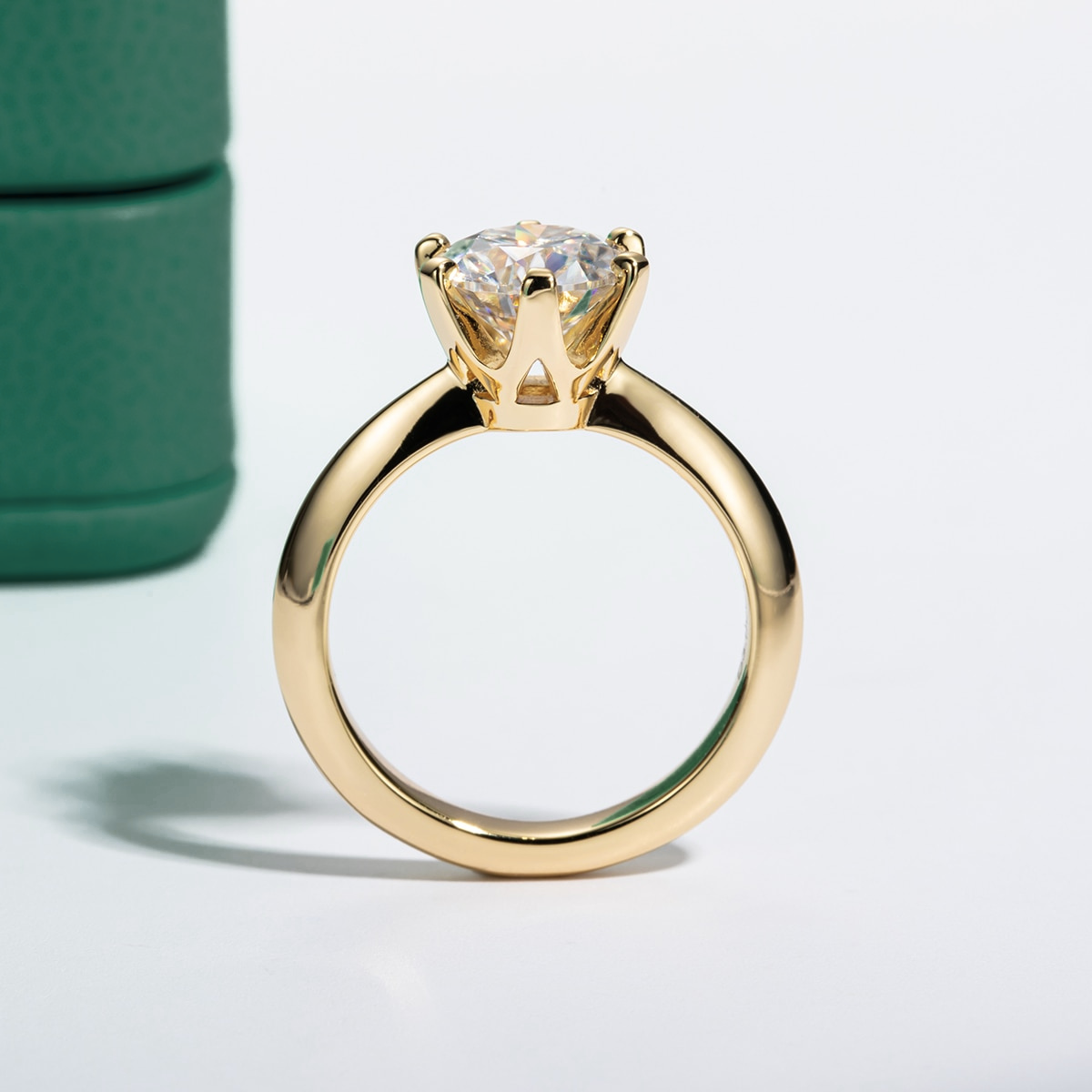 Anel Solitário Gold Moissanite Anel Solitário