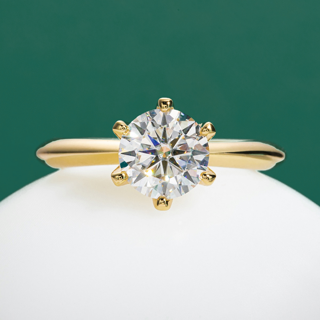 Anel Solitário Gold Moissanite 10 / 1ct Anel Solitário