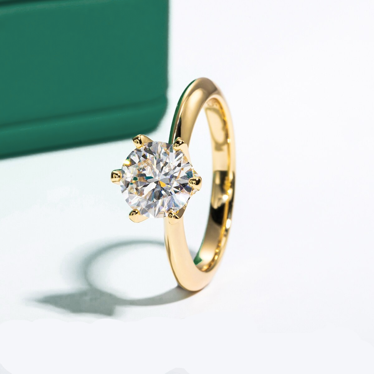Anel Solitário Gold Moissanite Anel Solitário