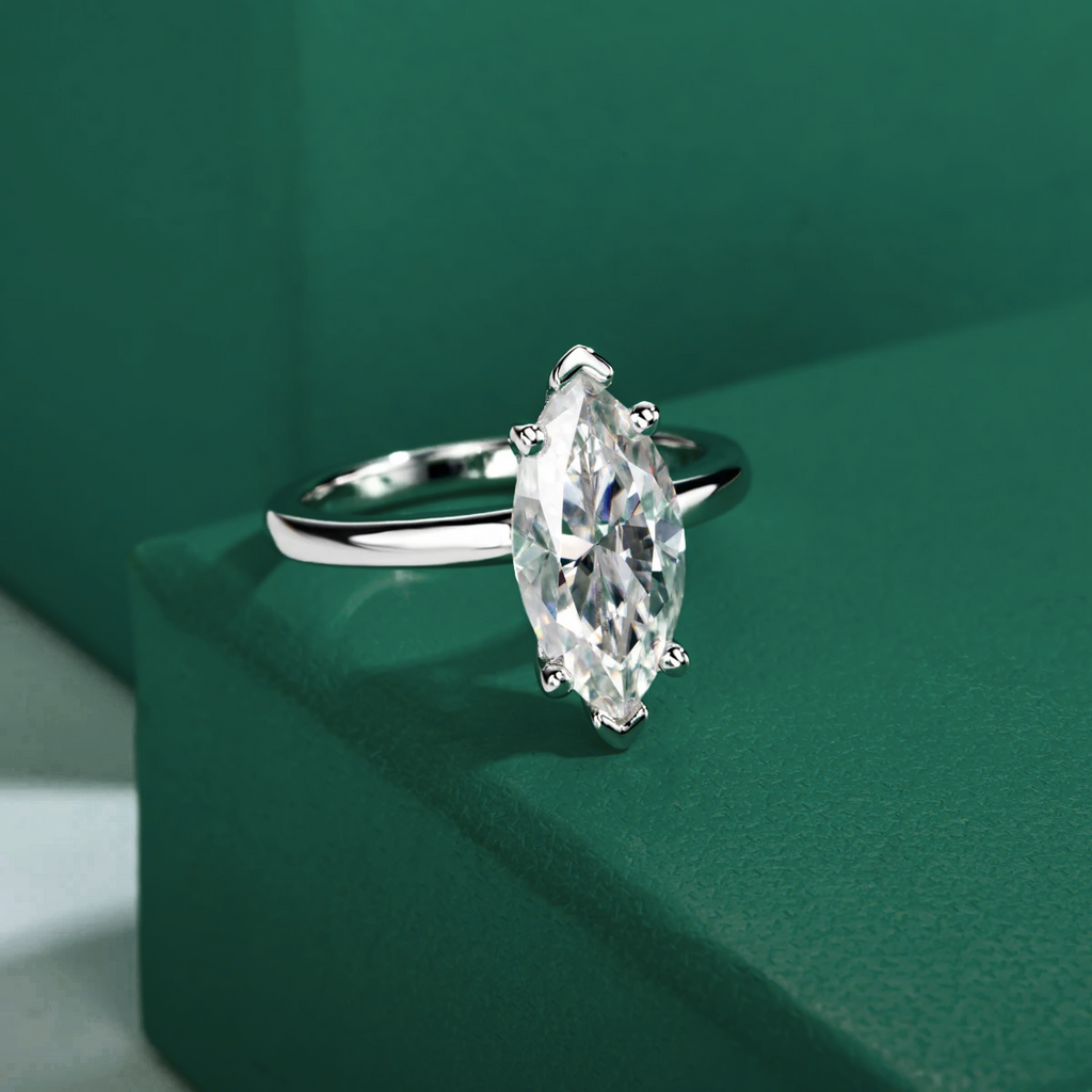 Anel Solitário Marquesa Moissanite Anel Solitário