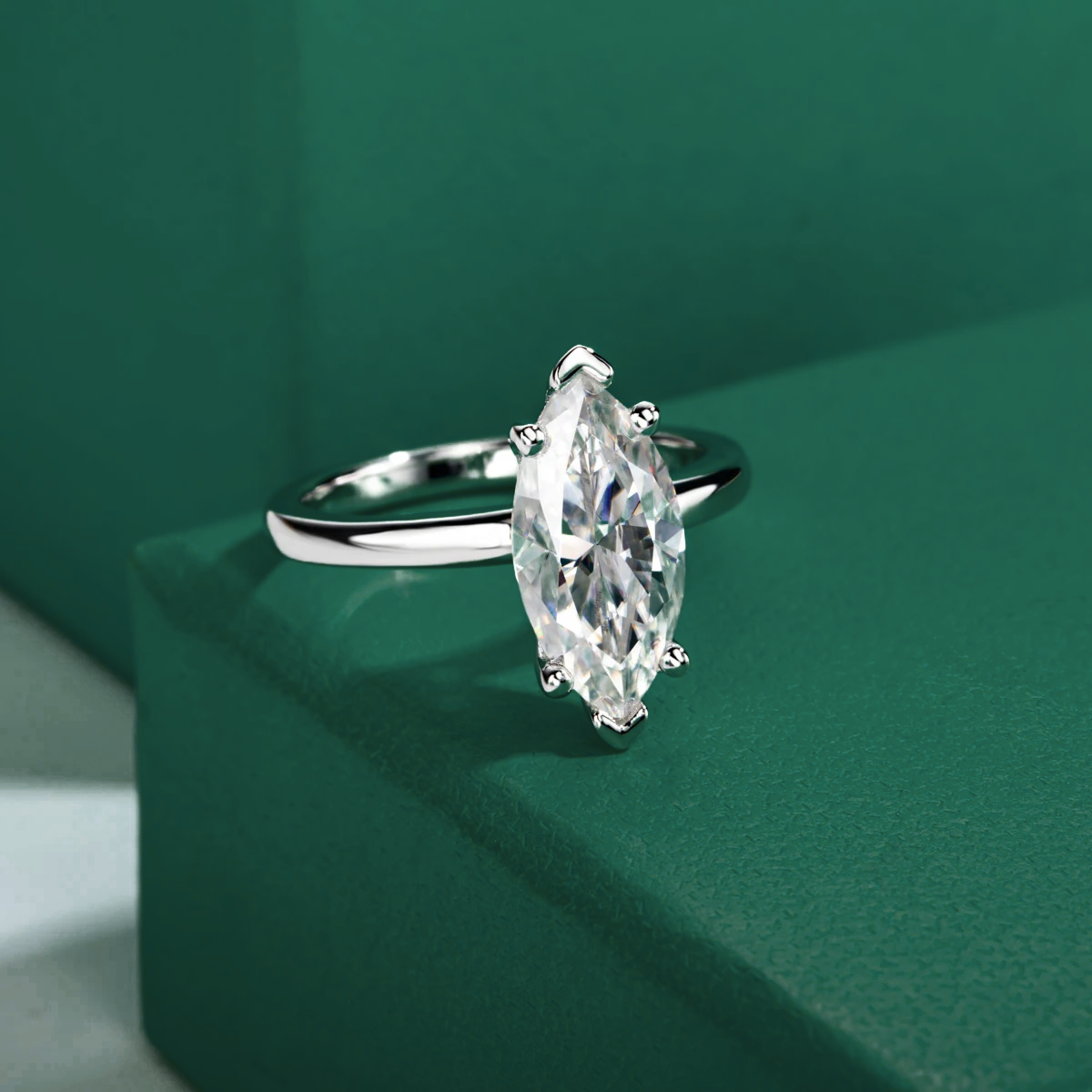 Anel Solitário Marquesa Moissanite Anel Solitário