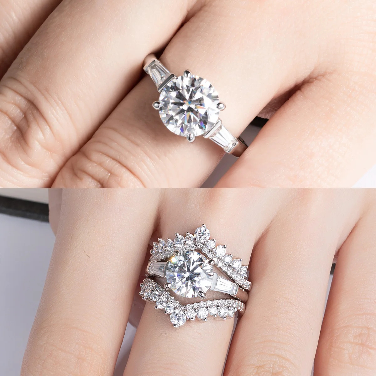 Anel Tríade Brilhante Moissanite Anel Solitário