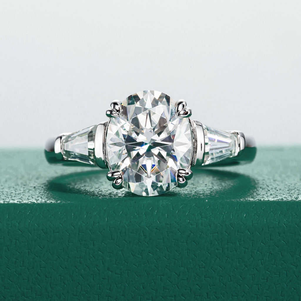 Anel Tríade Oval Moissanite 11 Anel Solitário