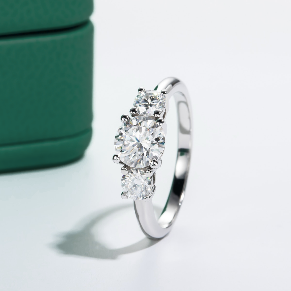 Anel Trio Moissanite Anel Solitário
