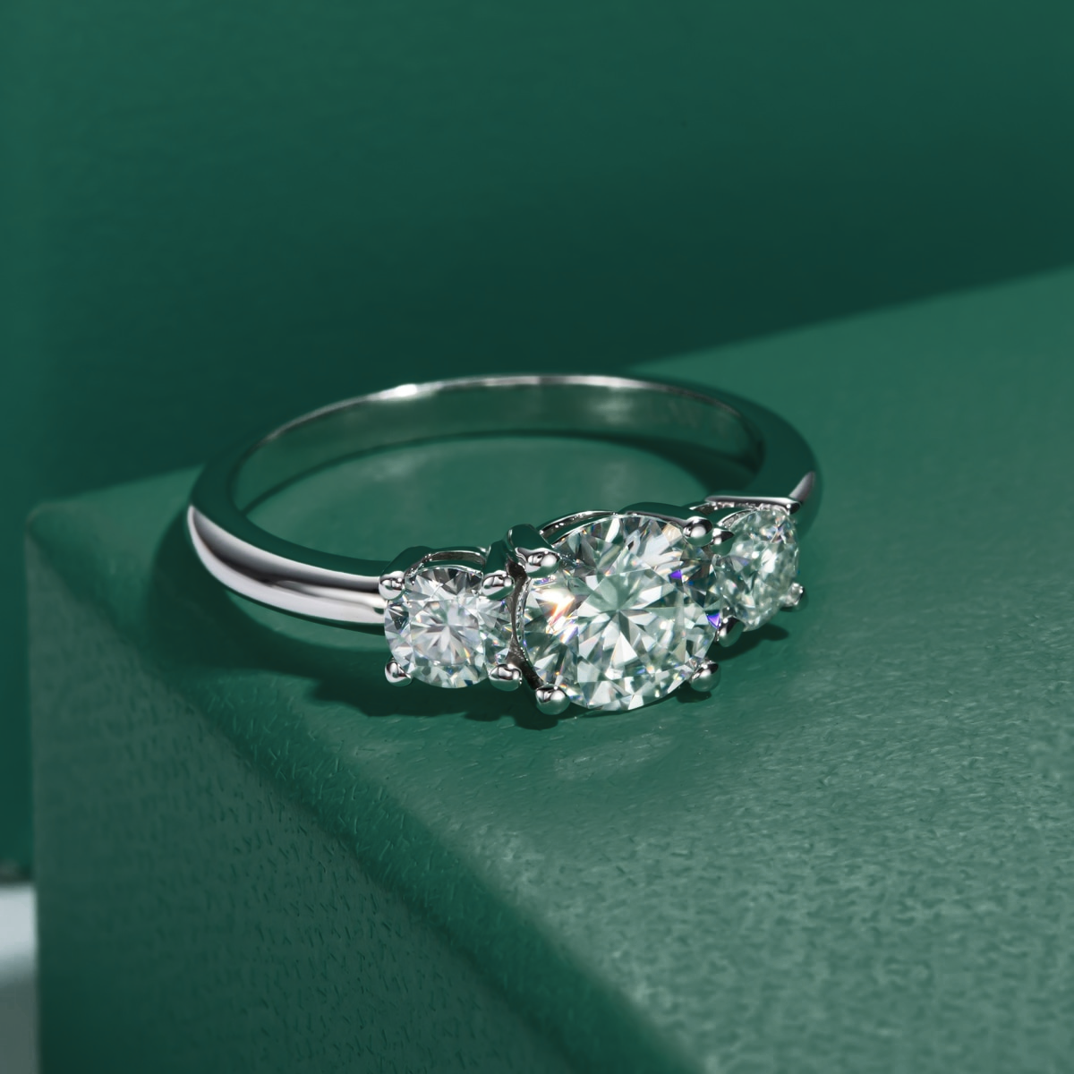 Anel Trio Moissanite Anel Solitário