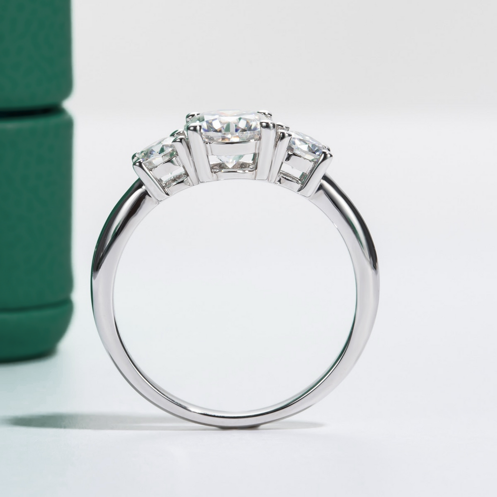 Anel Trio Moissanite Anel Solitário