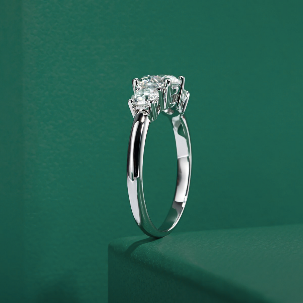 Anel Trio Moissanite Anel Solitário