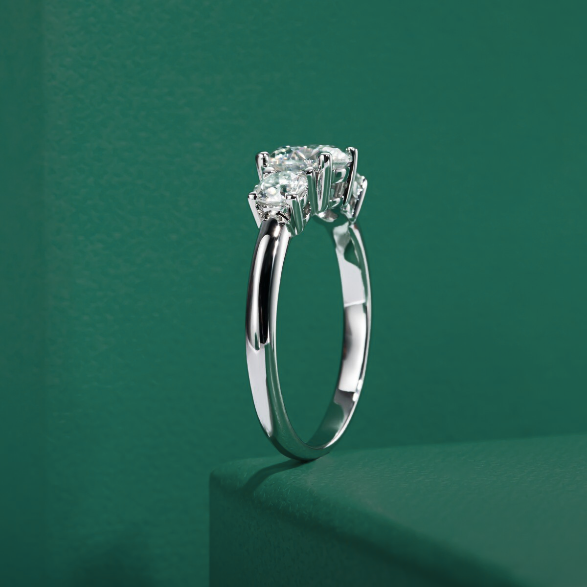 Anel Trio Moissanite Anel Solitário