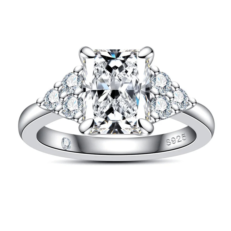 Anel Luxury Radiante Moissanite Anel Solitário