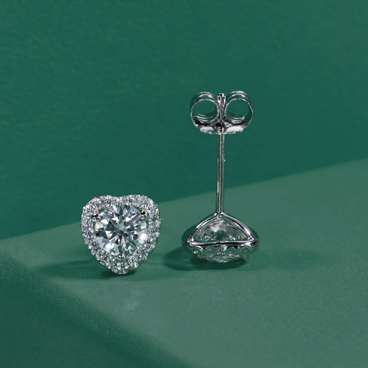 Brinco Coração Moissanite Moissanite Brincos