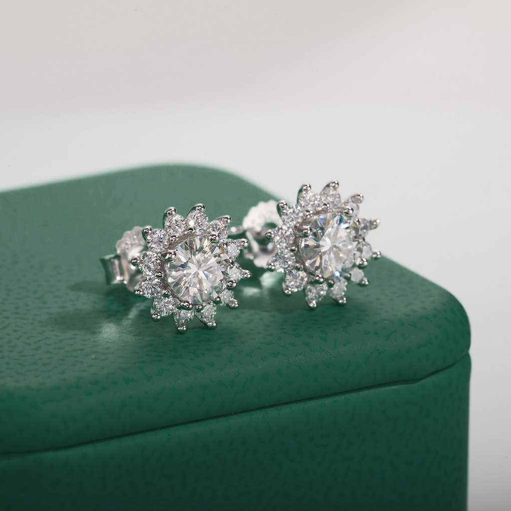 Brinco Girassol Moissanite Moissanite Brincos