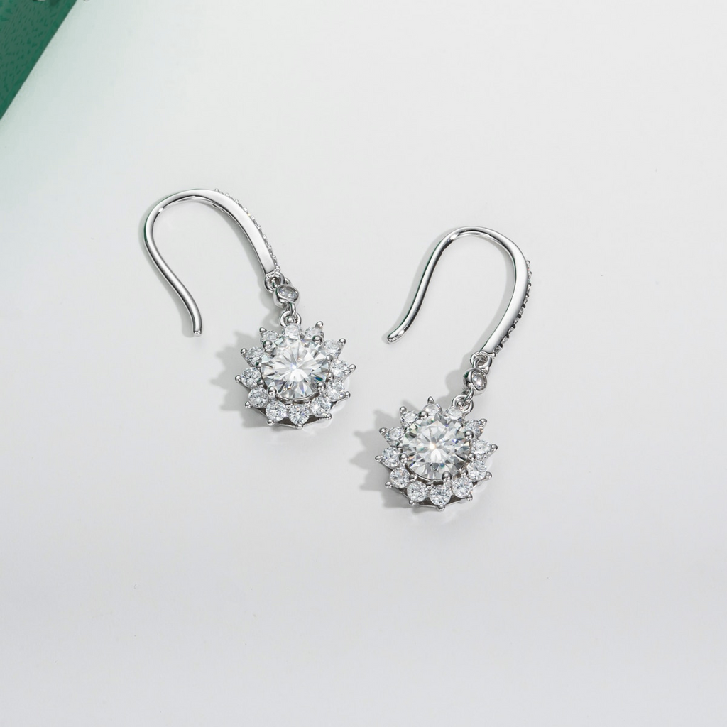 Brinco Gota Girassol Moissanite Moissanite Brincos