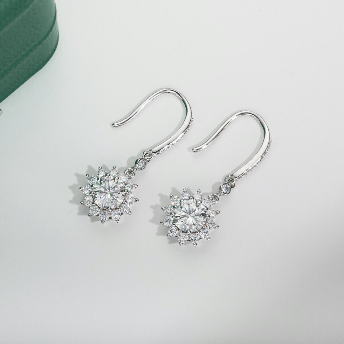 Brinco Gota Girassol Moissanite Moissanite Brincos