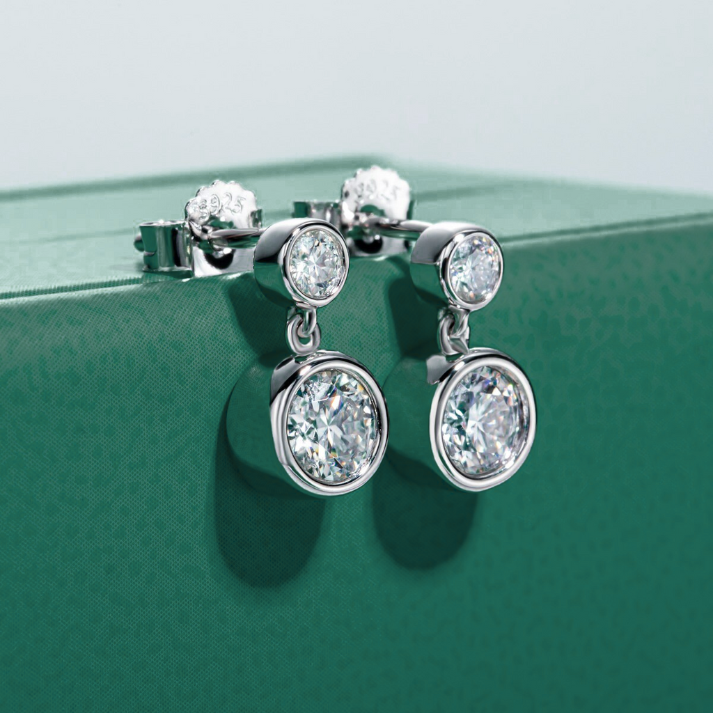 Brinco Par de Luz Moissanite Moissanite Brincos