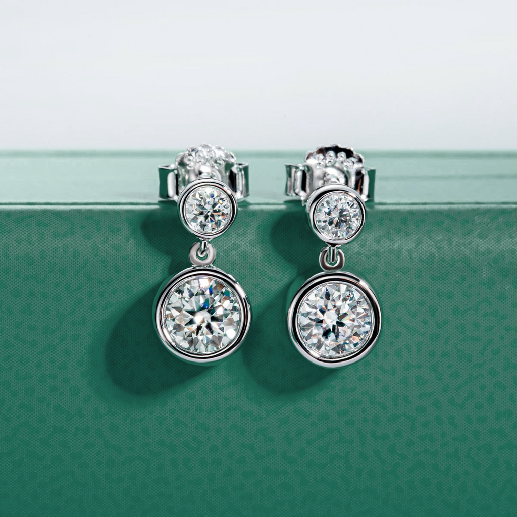 Brinco Par de Luz Moissanite Moissanite Brincos