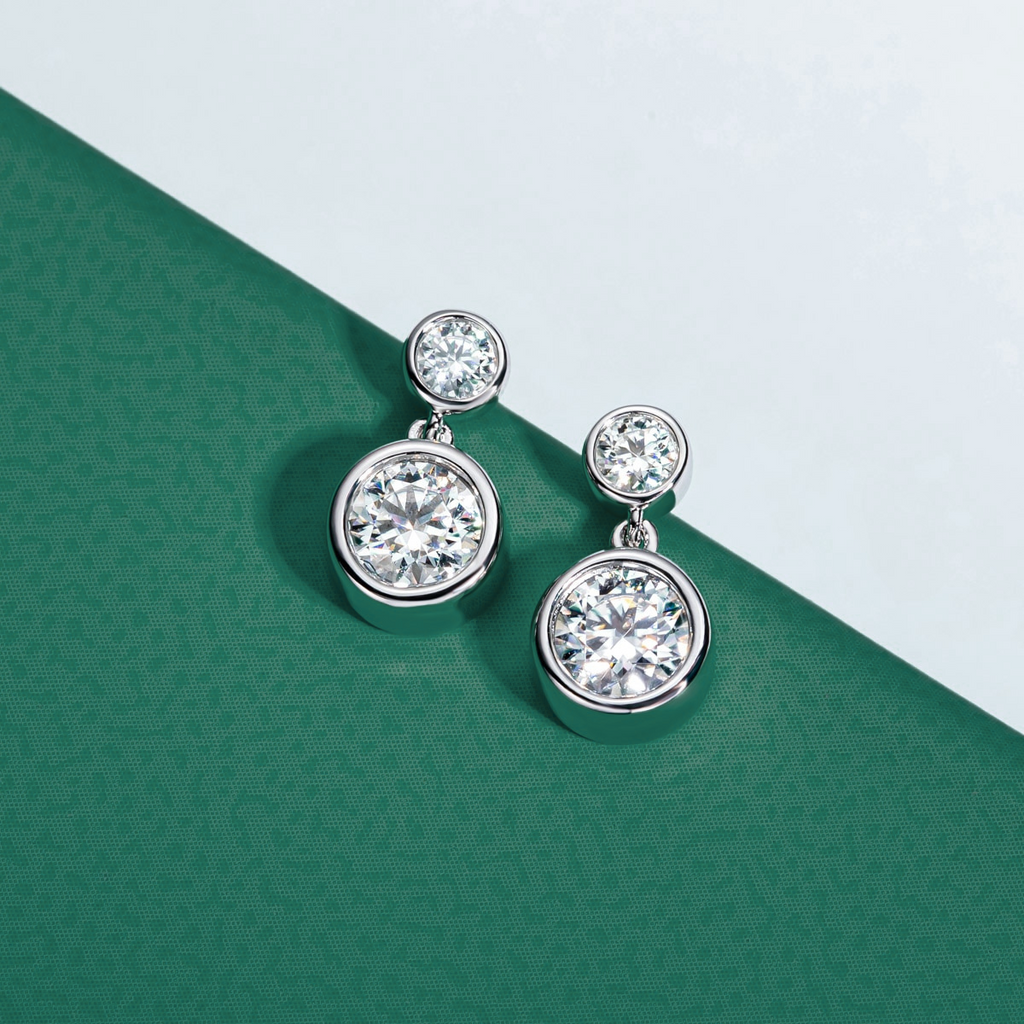 Brinco Par de Luz Moissanite Moissanite Brincos