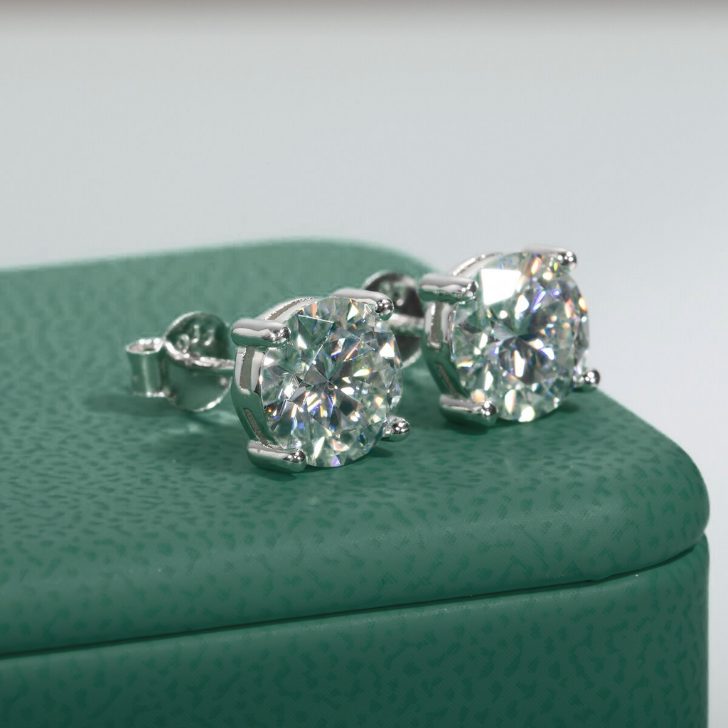 Brinco Solitário 4 Garras Moissanite Moissanite Brincos