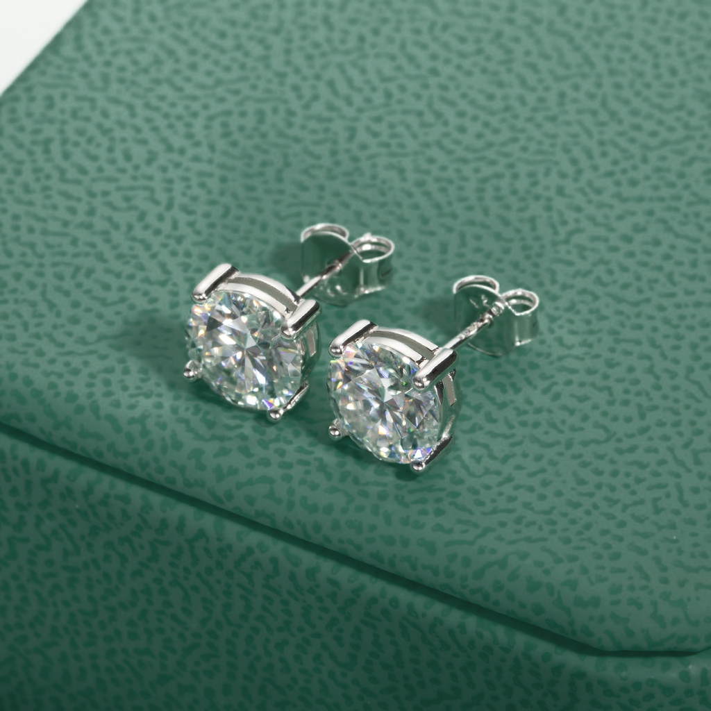Brinco Solitário 4 Garras Moissanite Moissanite Brincos