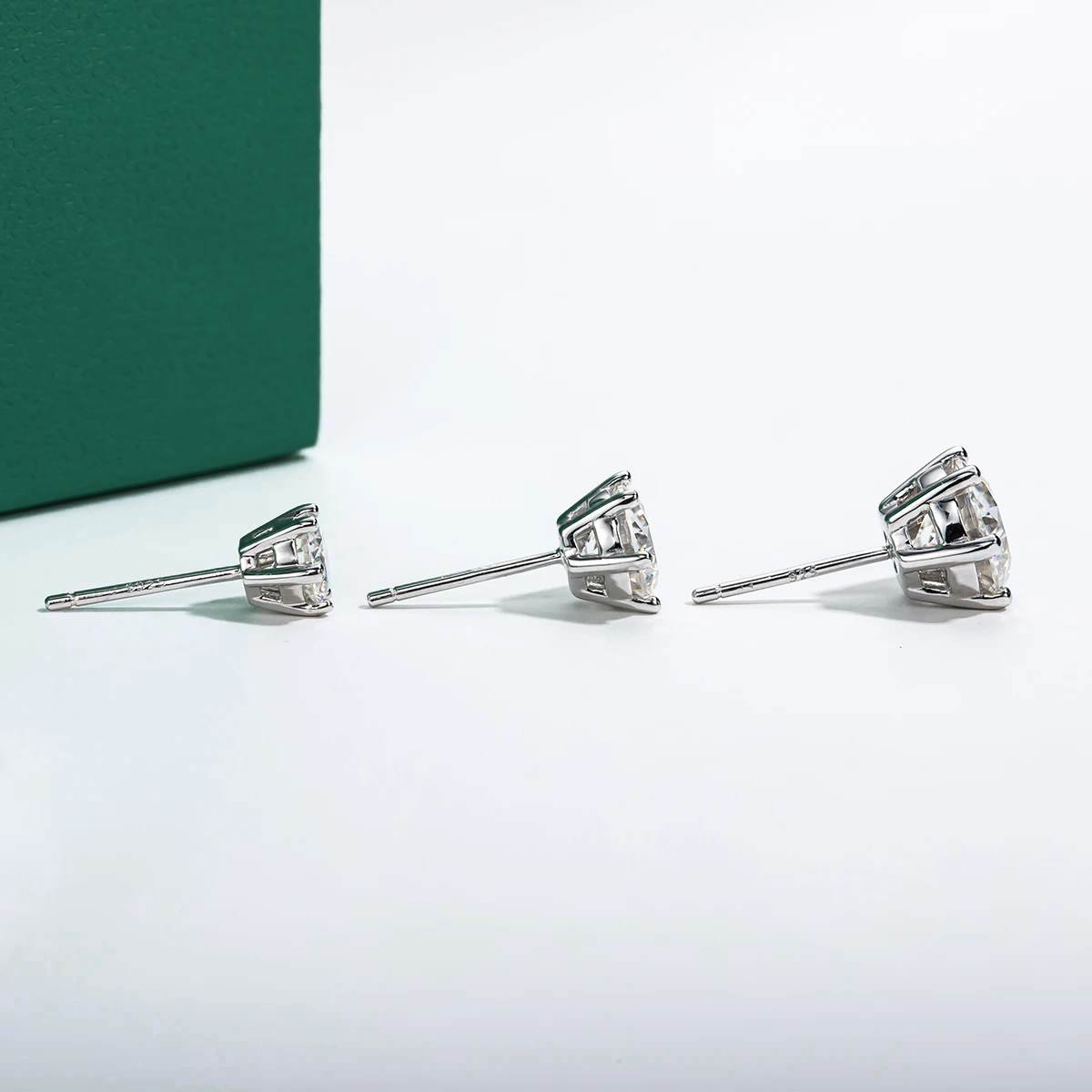 Brinco Solitário 6 Garras Moissanite Brincos