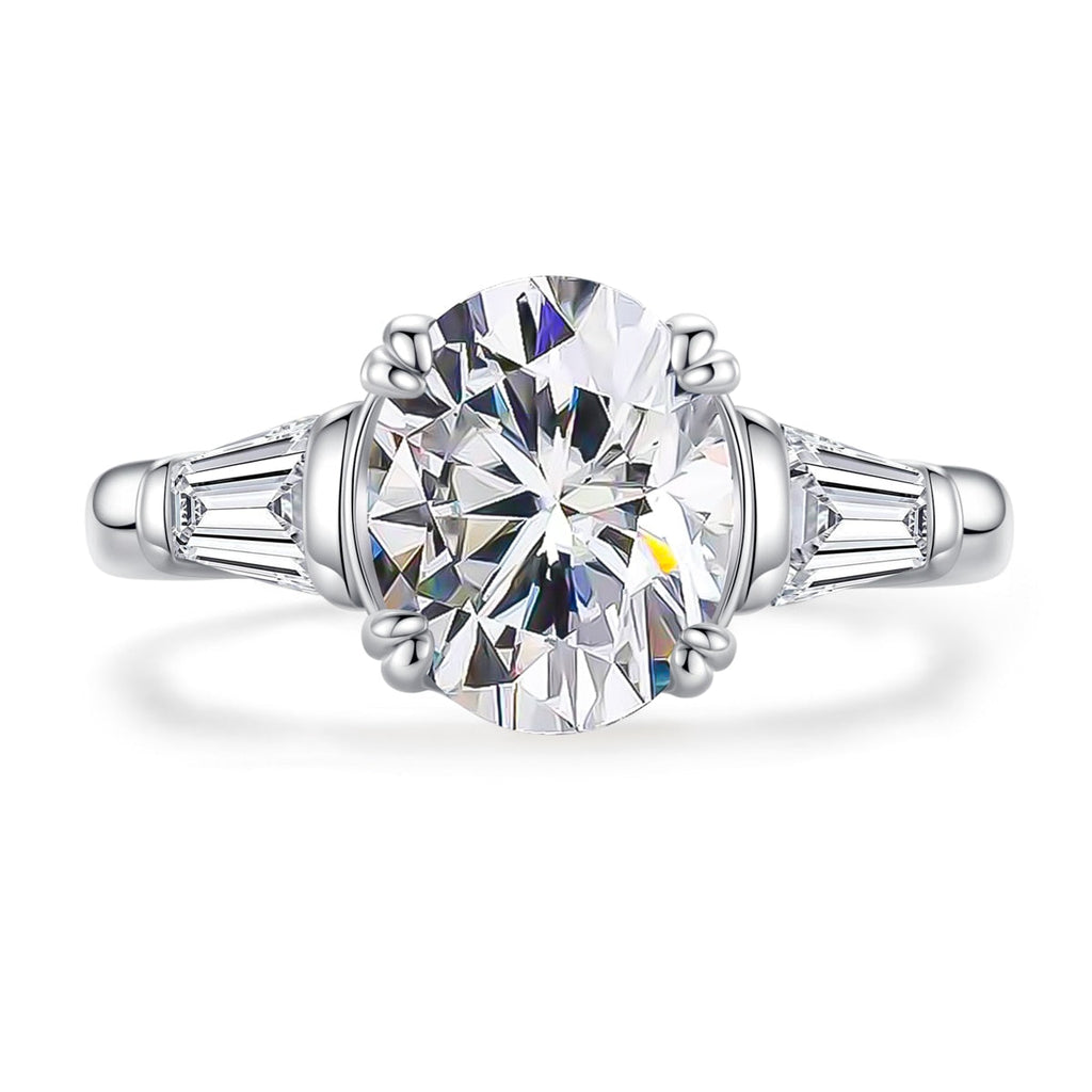 Anel Tríade Oval Moissanite Anel Solitário