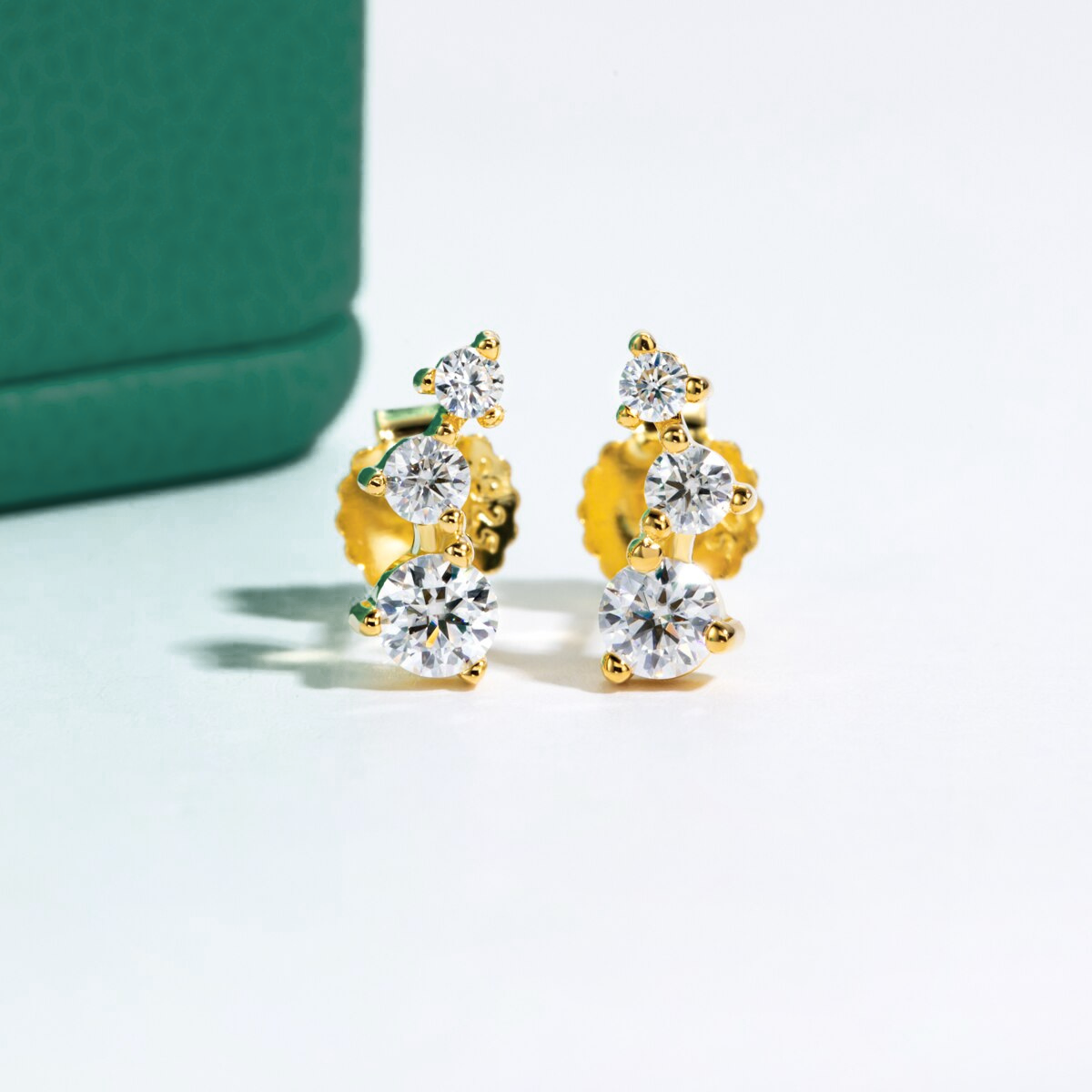 Brinco Trio Moissanite Ouro Brincos