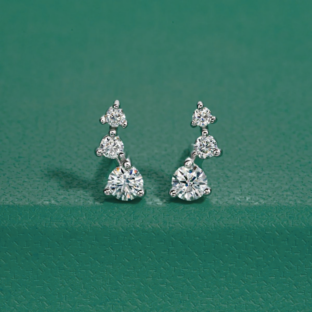 Brinco Trio Moissanite Prata Brincos