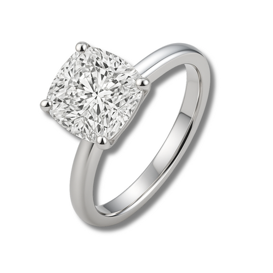 Anel Solitário Cushion Moissanite
