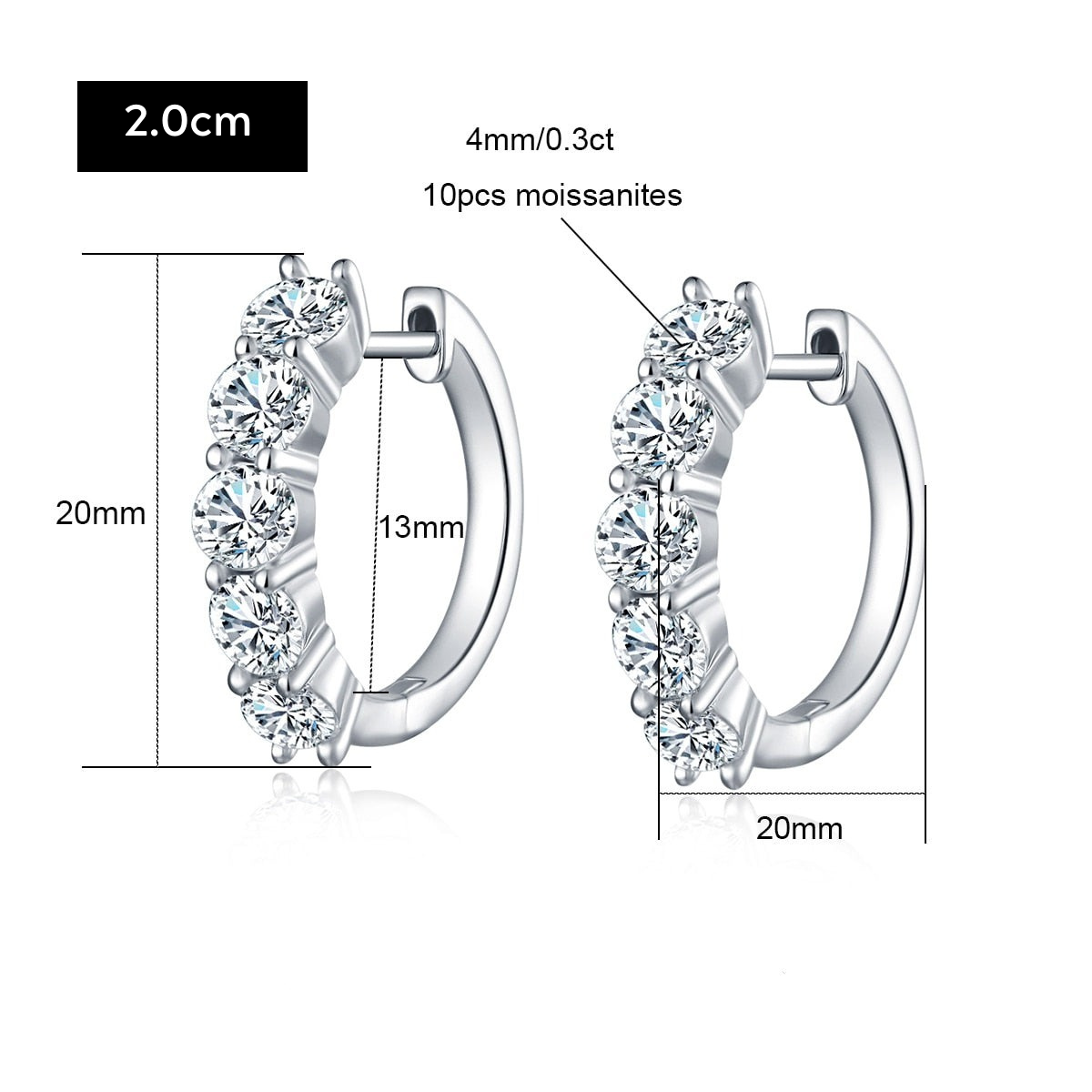 Brinco de Argola Moissanite Brincos