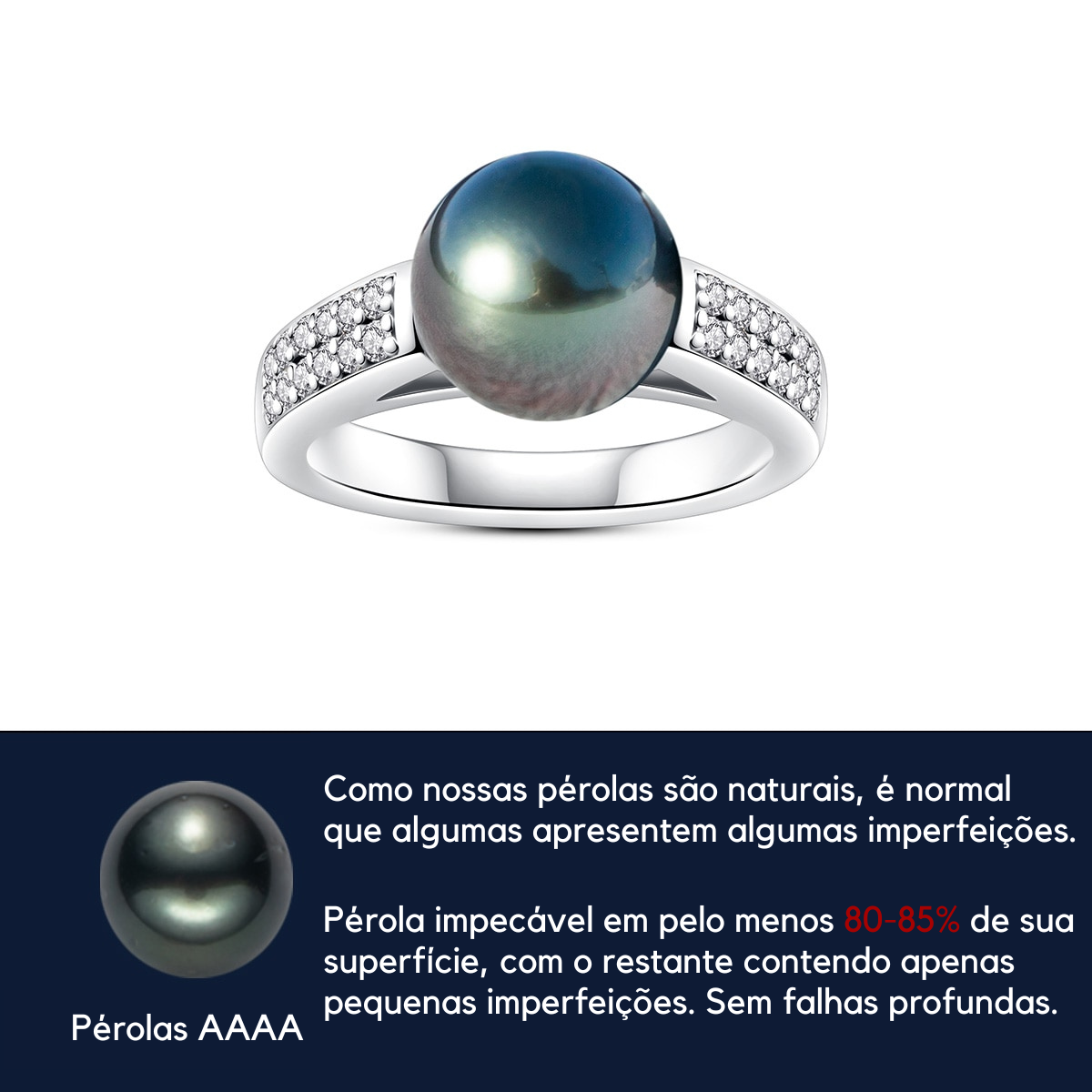 Anel Solitário Aurora Negra Moissanite