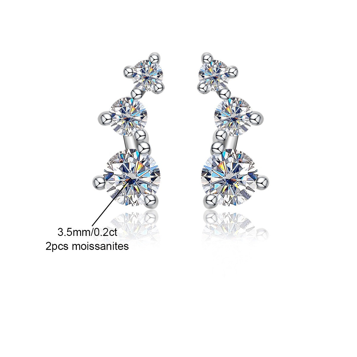 Brinco Trio Moissanite Brincos
