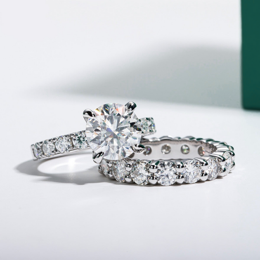 Conjunto Anel Jasmin e Aliança Wedding 9 Conjunto de Joias