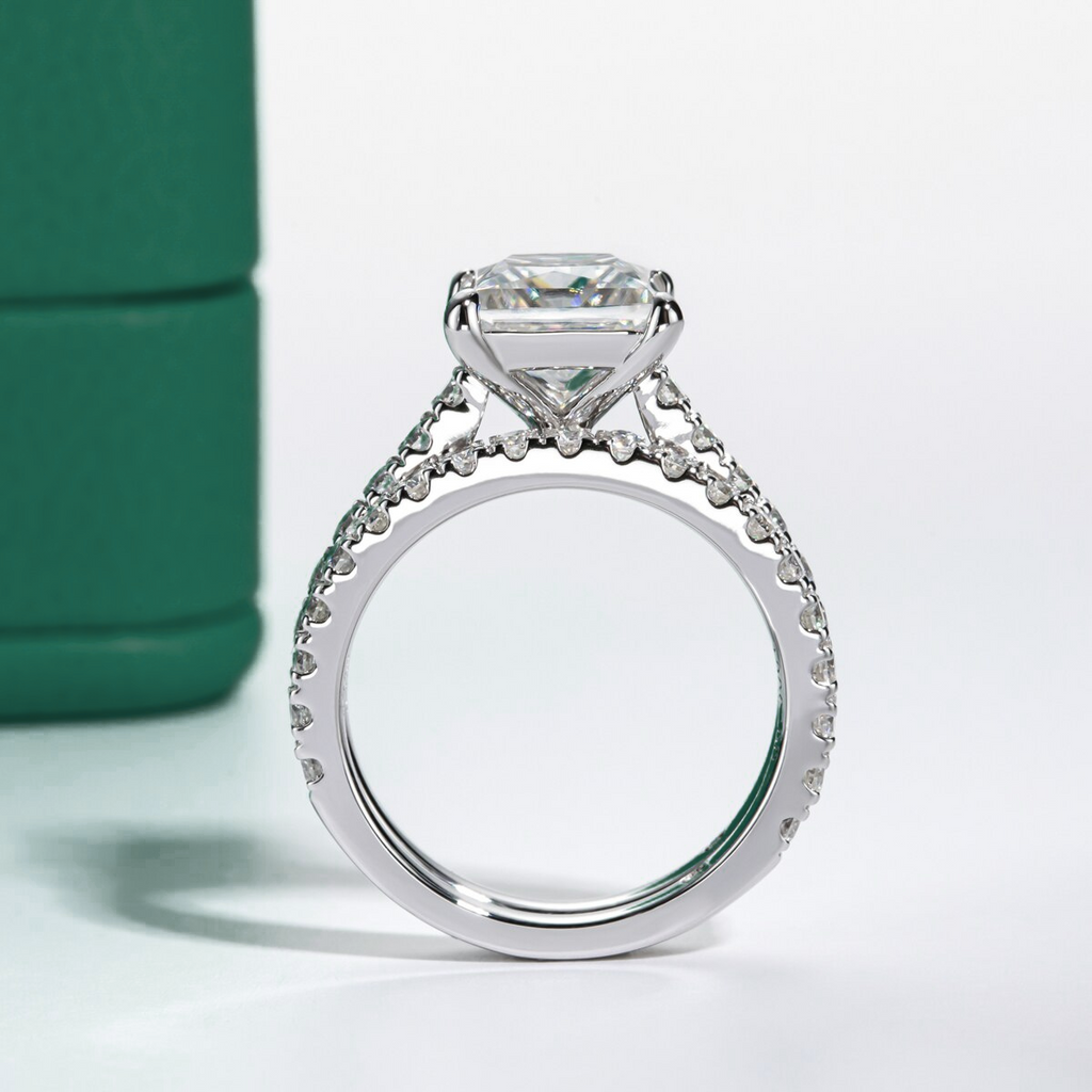 Conjunto Princess Moissanite Anel Solitário