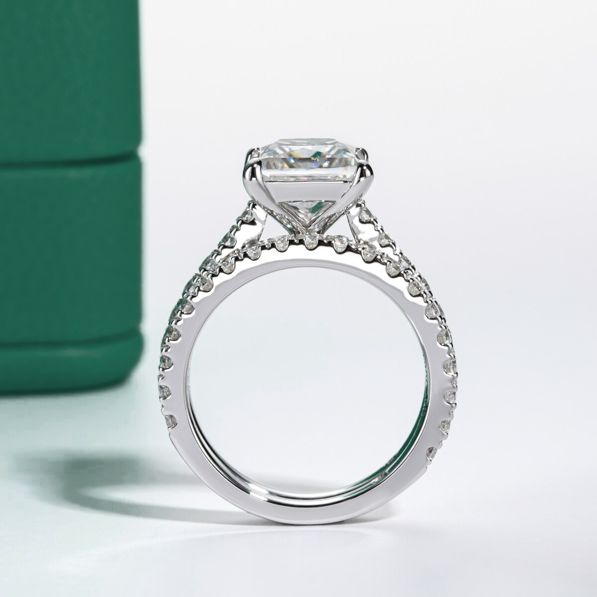 Conjunto Princess Moissanite Anel Solitário