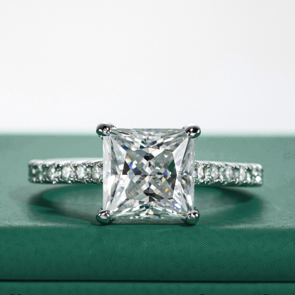 Conjunto Princess Moissanite 9 / Solitário Anel Solitário