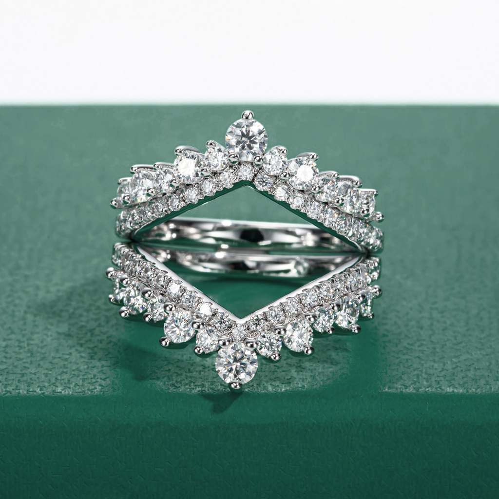 Meia Aliança Imperial Moissanite 11 / 2 unidades/prata Meia Aliança