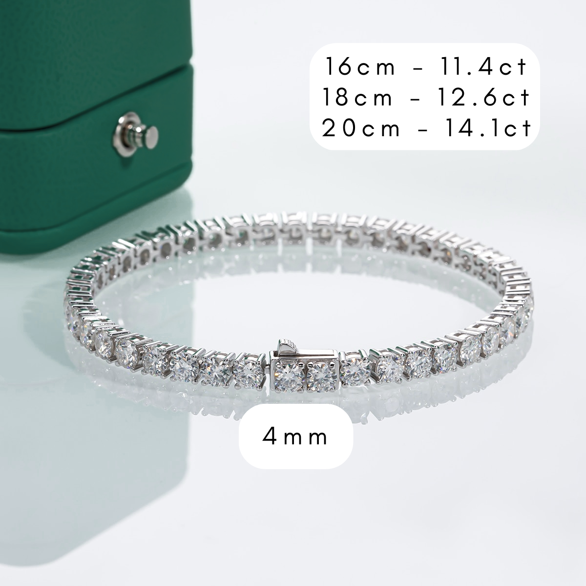 Pulseira Riviera 4.0mm Moissanite Pulseira