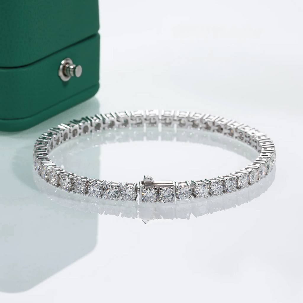 Pulseira Riviera 4.0mm Moissanite 4mm / 16cm Pulseira