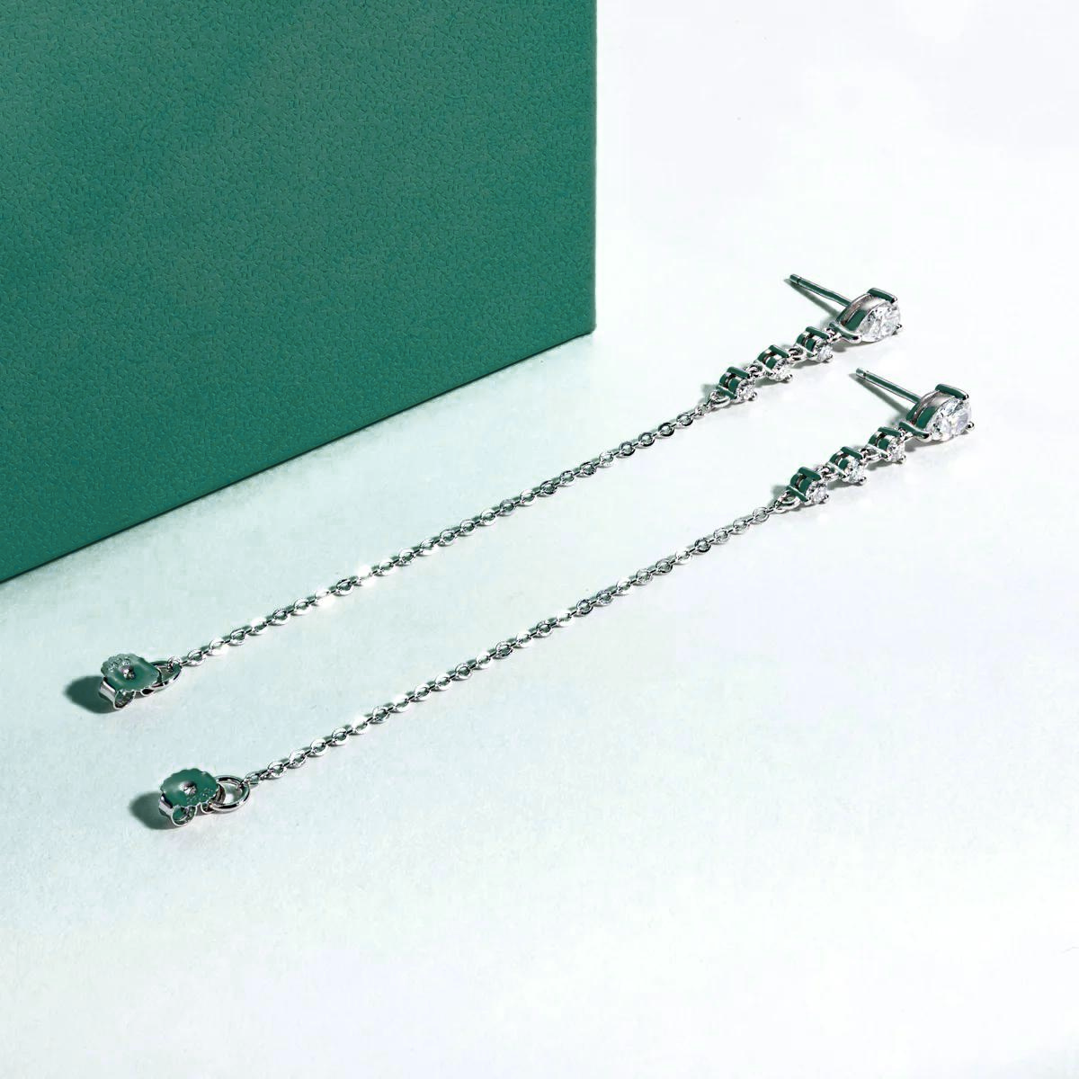 Brinco Cascade Pear Moissanite Moissanite Brincos