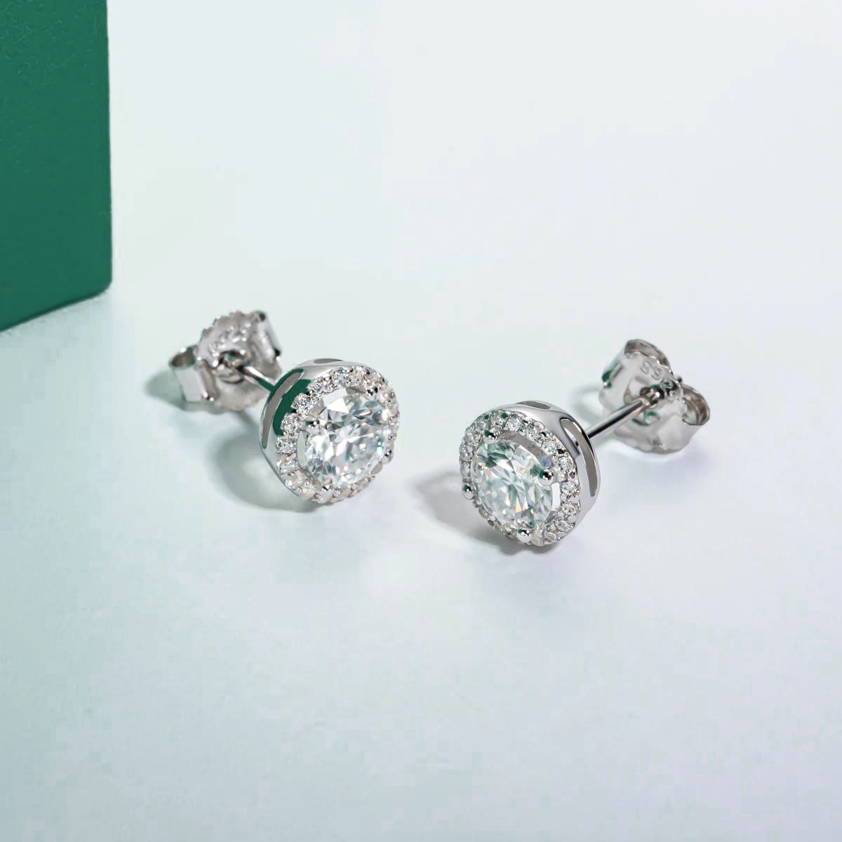 Brinco Round Moissanite Moissanite Brincos