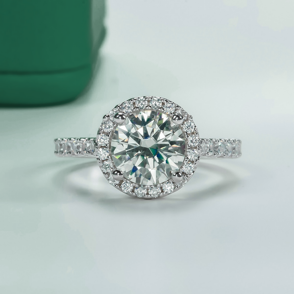 Anel Beatriz Halo Moissanite 11 Anel Solitário