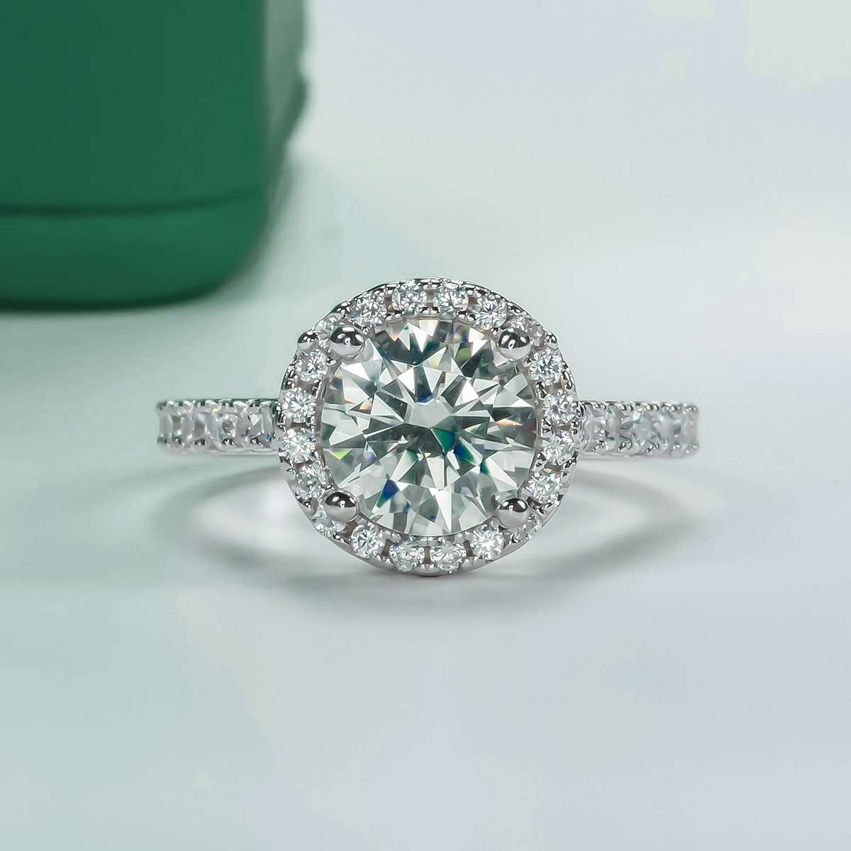 Anel Beatriz Halo Moissanite 11 Anel Solitário