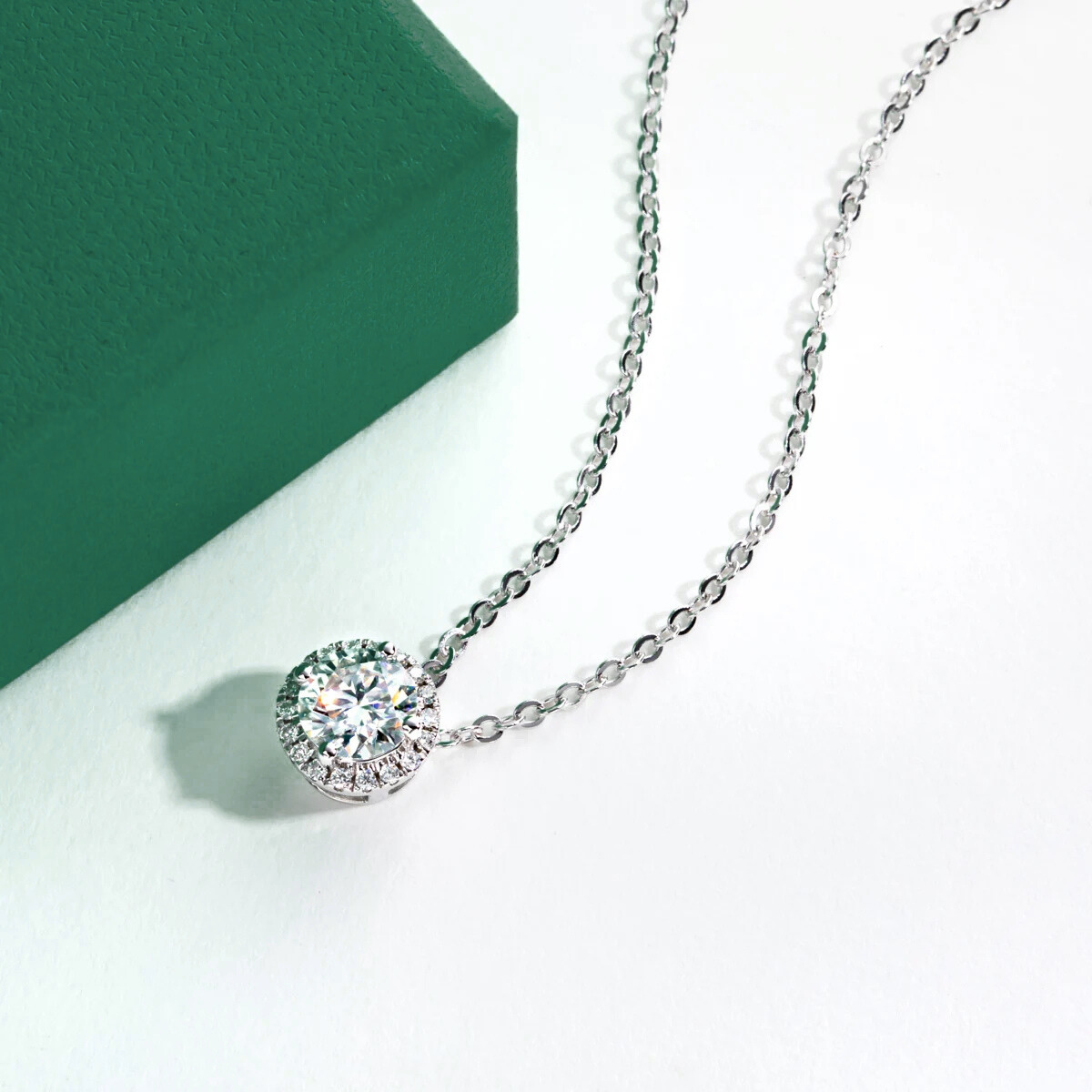 Colar Round Moissanite Moissanite Colar