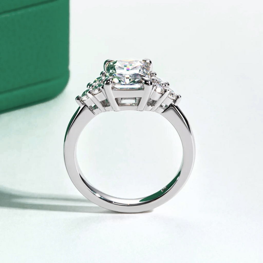 Anel Luxury Radiante Moissanite Anel Solitário