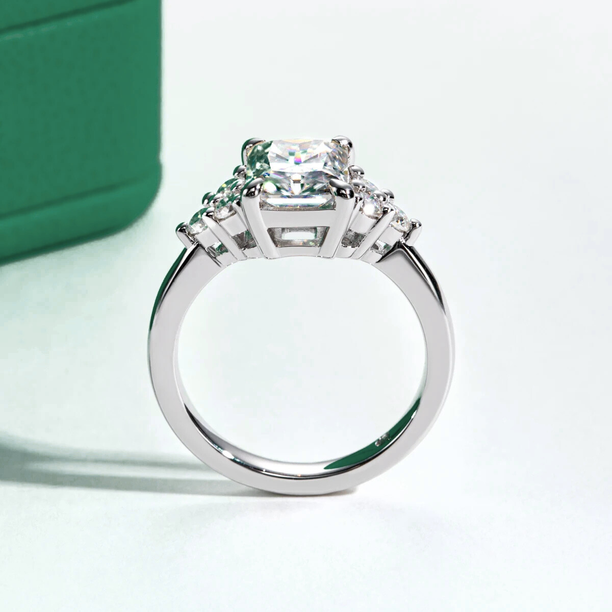 Anel Luxury Radiante Moissanite Anel Solitário
