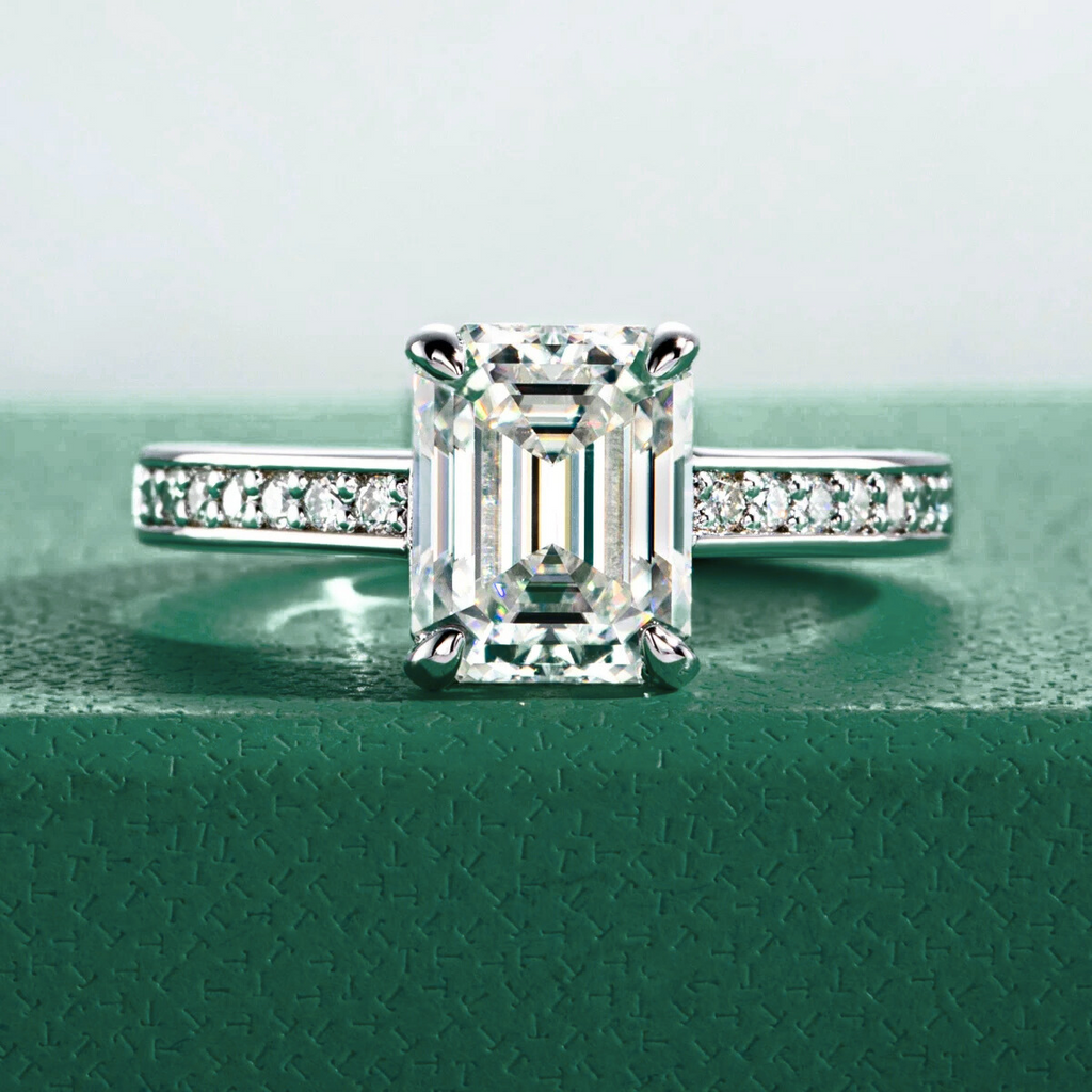 Anel Aura Esmeralda Moissanite 11 Anel Solitário